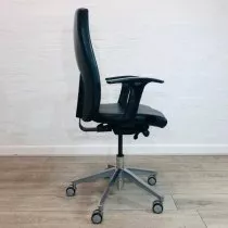 Executive Office Chair, High Back, Armrests, Real Leather, Black
