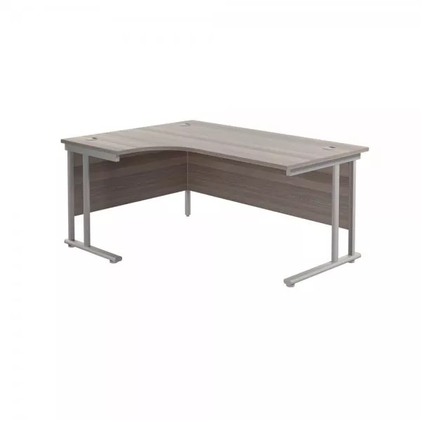 Jemini 1600mm Grey Oak/Silver Cantilever Left Hand Radial Desk